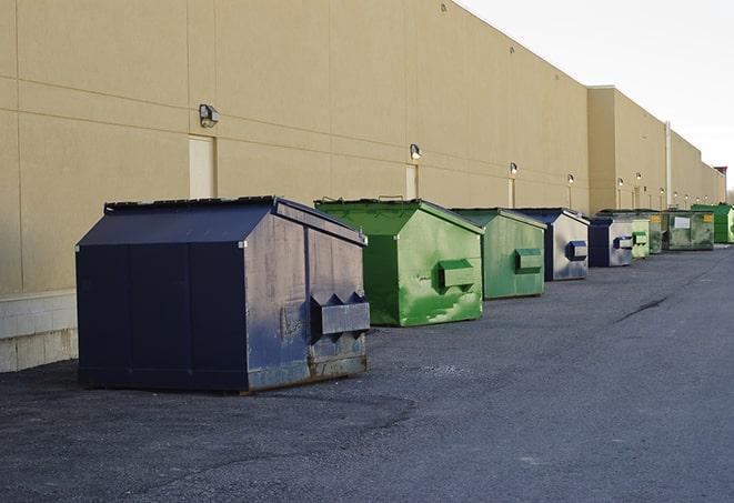 a pack of different construction bins lined up for service in Chatham, NJ